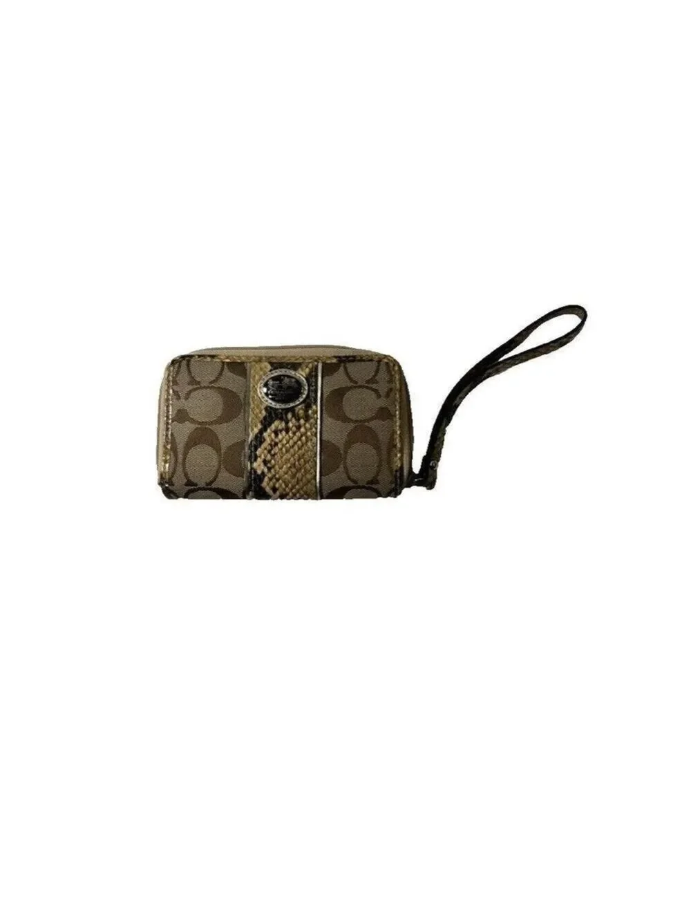 Coach 61851 Sutton Signature C Python Universal Case Wristlet Khaki/Natural
